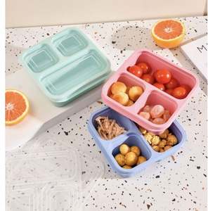 Boîtes à bento compartimentées micro-ondables Moretoes, lot de 4, avec couvercles transparents, en paille de blé, vaisselle de cuisine, contenants à déjeuner, camping - Product Image 1