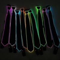 Cravate Classique Lumineuse LED en Polyester pour Hommes, Accessoire de Fête d'Halloween, Néon Luminescent Clignotant dans l'Obscurité, Accessoires de Carnaval FineGreen