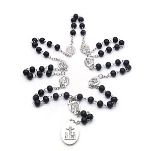 <span class=keywords><strong>Rosario</strong></span> de Cuentas Negras con Cruz, Joyería Religiosa Cristiana, Collar de los Siete Dolores - Product Image 2