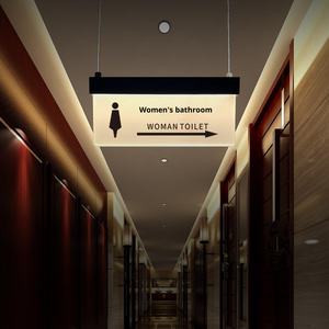 Panneaux de toilette suspendus lumineux en acrylique moderne avec guide pour hommes et femmes pour un usage commercial et des occasions d'affaires - Product Image 1