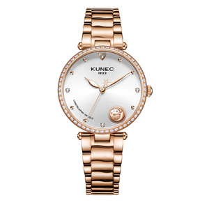 Reloj de Cuarzo Ronda Elegante y Exquisito de Acero Inoxidable de Lujo Personalizado OEM para Mujer, Relojes Casuales Sencillos para Chicas - Product Image 5