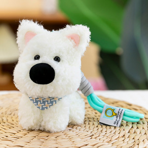 Porte-clés à breloques en peluche <span class=keywords><strong>chiot</strong></span> doux avec pompon pour chien, jouet en peluche, porte-clés mignon, West Highland - Product Image 6