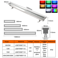 Lumière LED sous-marine linéaire pour piscine, en acier inoxydable, DMX 512, RGBW, 32W, 1000mm, IP68, télécommande, pour cascade