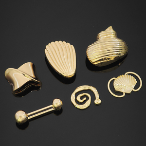 Boucles en forme de coquillages et d'étoiles de mer en métal, plaquées or vert, avec perles décoratives, connecteurs de forme irrégulière - Product Image 6