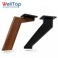 WELLTOP Meilleure Vente Pied de Canapé en Fer, Forme en V Angulaire, Revêtement Plastique Effet Bois, Pied de Meuble de Remplacement, Pied de Support pour Armoire et Lit