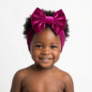 Nuova Fascia per Capelli per Bambina con Fiocco Oversize, Carina e alla Moda, in Velluto Dorato, Elastica 18cm, Vendita Calda - Product Image 4