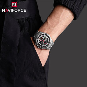 Montres à quartz lumineuses NAVIFORCE 8046 pour hommes, en acier, étanches, avec calendrier, chronographe, trois aiguilles, originales, nouvelle mode - Product Image 5