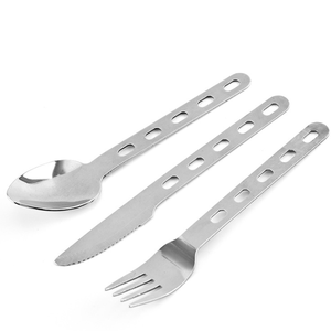 DF050 Students Detachable Outdoor Portable <b>Spoon</b> Fork Knife 3 Pcs Kit with Hook Loop <b>Ring</b> - Product Image 2