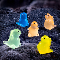 Weijs Resin Buatan Tangan Dilukis Tangan Menyala Dalam Gelap Boneka Monster Godzilla DIY Figur Mini Dekoratif untuk Meja