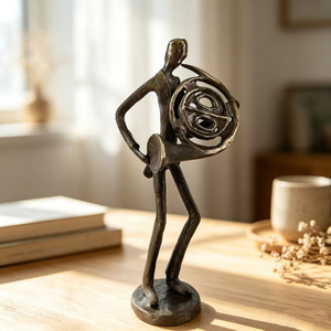 Sculpture de personnage <span class=keywords><strong>trompettiste</strong></span> en fonte, figurine abstraite de musicien, décoration de bureau sur le thème de la musique, artisanat décoratif. - Product Image 4