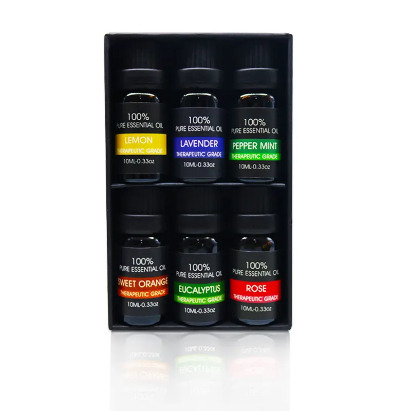 Auf Lager Natural Pure Essential Oil Geschenkset Lavendel Pfefferminze Eukalyptus Teebaum Aroma therapie Ätherisches Öl