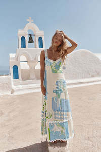 فستان كاجوال مثير مطبوع من الكتان على الموضة الأمريكية فستان صيفي بدون حمالة - Product Image 6