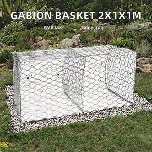 Gabion <b>Basket</b> 2x1x1m Galvanized Iron <b>Wire</b> 2.0mm/2.2mm/2.5mm/2.7mm Retaining <b>Wall</b> Hexagonal <b>Wire</b> Mesh /with Cutting Service - Product Image 2