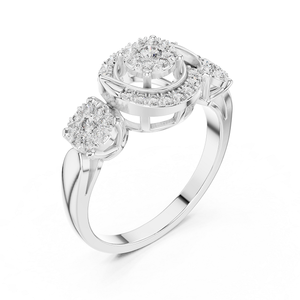 Bague en argent avec diamant, bijoux fins et élégants, brillants, pour femmes, parfaits pour un mariage, des fiançailles, un anniversaire, un cadeau ou une tenue de soirée - Product Image 2