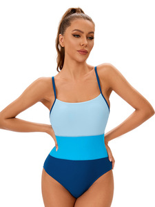 Traje de baño de fitness transpirable ecológico para mujeres americanas europeas Diseño de espalda recortado con estampado de patrón sólido elegante-Tallas grandes - Product Image 4