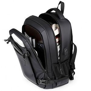 Custom Men's Waterproof Notebook <b>Laptop</b> Backpack Anti-theft PU Multi Pocket Outdoor Bagpack Fashion City Commute School <b>Bag</b> - Product Image 5