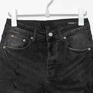 Jean de marque de haute qualité, style Rock Revival, déchiré, en denim, à double genouillère, <span class=keywords><strong>pour</strong></span> homme, grande taille, noir, coupe droite, avec maintien moyen - Product Image 2