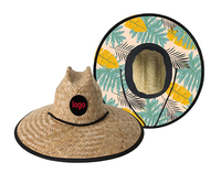 Drapeau américain Lifeguard Surf Straw Hat for Women Men Sun Beach Boy Youth Wide Brim Mat 100% Blue Black UPF 50 + Accessory
