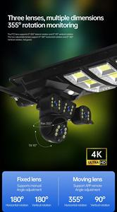 3 <span class=keywords><strong>Mega</strong></span> Pixels năng lượng mặt trời ánh sáng đường phố máy ảnh PTZ 360 Tự động theo dõi năng lượng mặt trời đèn đường <span class=keywords><strong>Camera</strong></span> HD 12MP Wifi <span class=keywords><strong>Camera</strong></span> An Ninh - Product Image 4