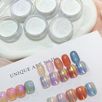 Ensemble de paillettes opales pour ongles effet caméléon, effet miroir magique, Aurora 2 en 1, couche de finition gelée, poudre chromée