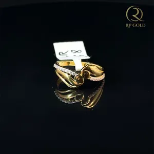 Stylish <b>gold</b> <b>ring</b> with diamond accents unique twisted design elegant womens jewelry modern band luxury look gift for her - Product Image 3