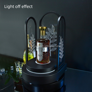 Rechargeable RGB LED, leaf carved acrylic, wine bottle display stand, custom logo luminous liquor presenter - Product Image 4