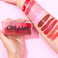 Palette de gloss à lèvres multi-usages 10 couleurs avec miroir et pinceau, blush crémeux, fard à paupières, maquillage pour les lèvres imperméable et longue tenue