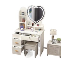 Coiffeuse Miroir de Célébrité Internet, Luminaire Moderne et Simple, Bureau de Maquillage Multifonctionnel pour Petit Appartement ou Salon