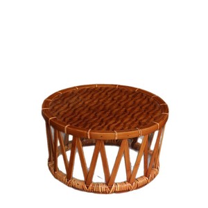 Bamboo Round <b>Stool</b> Chinese Style Tea <b>Table</b> Furniture Handwoven Natural Bamboo Drum <b>Stool</b> For Home Living Room - Product Image 5