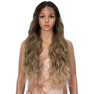 Perruque synthétique ondulée brune douce Noble — Noble, perruque Lace Front wig avec Closure pour femmes de teint noir, résistante à la chaleur naturelle