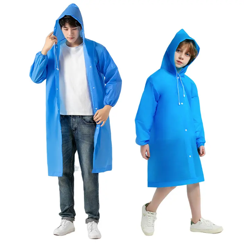 Umwelt freundlicher Großhandel Wieder verwendbarer Regen poncho Männer Eva Custom Printed Raincoat Frauen Regenmantel Wasserdicht Custom LOGO