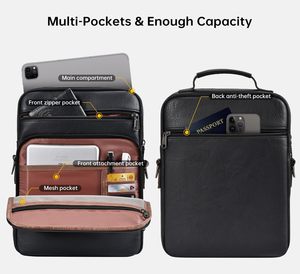 Bolsa de Ombro para <span class=keywords><strong>Tablet</strong></span> iPad Laptop de <span class=keywords><strong>10</strong></span> a 13 Polegadas em Couro PU Retro Impermeável com Logo Personalizado para Viagens de Negócios para Homens - Product Image 3