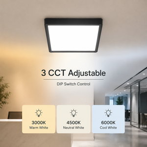 Lámpara de techo LED cuadrada moderna de 18W, tricolor, acrílica, de montaje en superficie para dormitorio, sala de estar, pasillo, corredor - Product Image 3