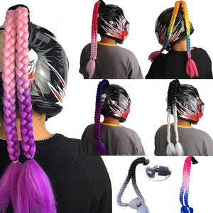 Trenzas Para Casco De Moto Para Mujer De 24" <span class=keywords><strong>Con</strong></span> Ventosa Giratoria Doble Coleta Trenzada Para Casco - Product Image 2