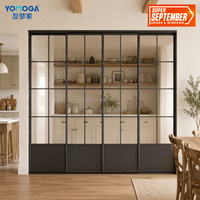 Porte coulissante intérieure à 4 panneaux, porte de séparation en verre minimaliste, offre spéciale de septembre