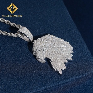 Colgante de Cabeza de Águila con Incrustaciones de Moissanita, Certificado GRA, Estilo Hip Hop para Hombre - Product Image 3