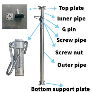 Tiang penyangga baja teleskopik, tiang Jack konstruksi galvanis yang dapat disesuaikan untuk membangun Formwork - Product Image 2