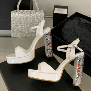 2025 Summer Fashion <b>Waterproof</b> Thick Sole Women's High Heel <b>Sandals</b> Open Toe with Wedge Heel Sexy and Breathable for Autumn - Product Image 5