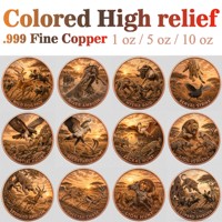 Pièce de monnaie en cuivre pur 999 de 1 oz, Série Animaux de la Savane Africaine, Domination de la Prairie, Couleur en relief, Édition UV Préférée