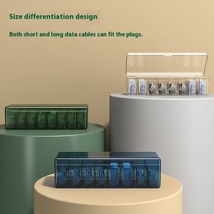 Boîte de rangement domestique en plastique transparent avec couvercle rabattable et déflecteur amovible, utilisée pour stocker les câbles de charge dans les salons - Product Image 4