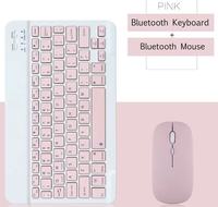 Keyboard dan Mouse Nirkabel Warna Pink, Dapat Diisi Ulang, USB-C, Bluetooth