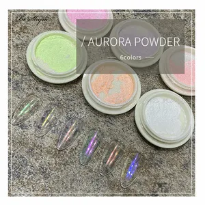 Aurora — poudre à ongles pailletée, vernis gel aurore, miroir, Chrome, haute qualité