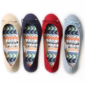 В наличии 2022, Женская дешевая модная базовая ткань, верх, популярная печать, мягкая стелька, эластичная плоская обувь с бантом - Product Image 6