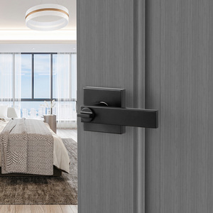 <span class=keywords><strong>1</strong></span> poignée de porte intérieure carrée noire mate avec levier de confidentialité pour chambre et salle de bain résidentielles - Product Image 4