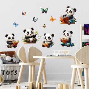 Escuela aula decoración extraíble dibujos animados Panda lectura niños pared calcomanías - Product Image 3