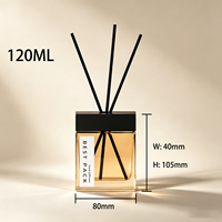 Flacon diffuseur de parfum de luxe carré/cylindrique 120 ml en verre transparent avec couvercle noir et impression sérigraphiée