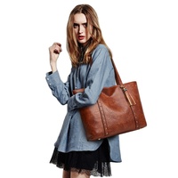 Sac à main femme en cuir PU de grande capacité, style urbain simple, avec fermeture à glissière, fabrication OEM
