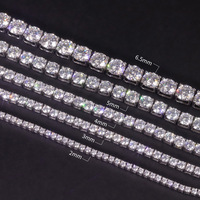 Bracelet Tennis en Moissanite Anti-ternissement en Argent Sterling 925, 2-6,5 mm, VVS, pour Femmes et Hommes, Vente en Gros