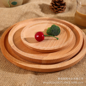 Wooden Round <b>Tray</b> Beech Wood 14 20 24 28 Cm Household Serving Plate For <b>Tea</b> Coffee Dessert Baking - Product Image 1