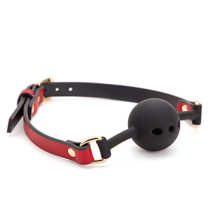Bozo de silicona para adultos con orificios, negro y rojo, ajustable para entrenamiento - Product Image 2